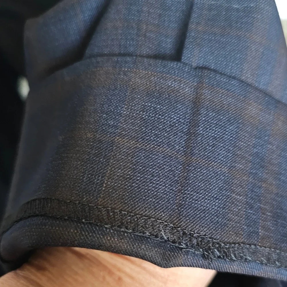 Mattarazzi Uomo Mens 54 IT 36 US Wool Plaid Dress Pants Navy Brown Luca Trousers